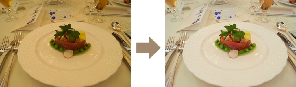 結婚式場の料理写真の色補正